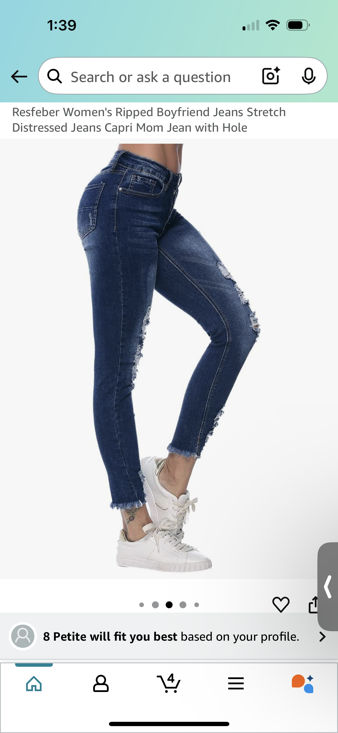 Resfeber Women's Ripped Boyfriend Distressed Jeans (Size 2)