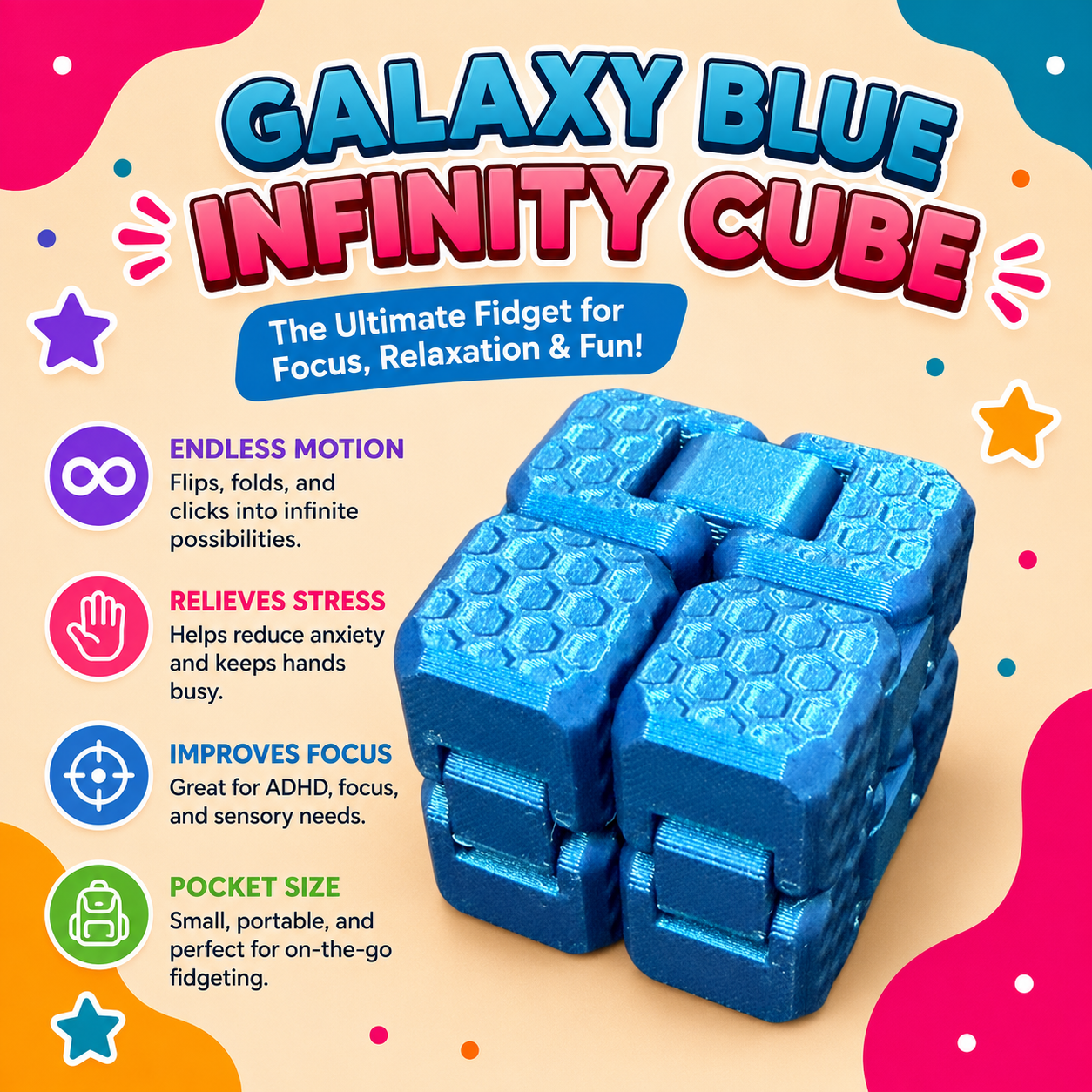 Galaxy Blue Infinity Cube