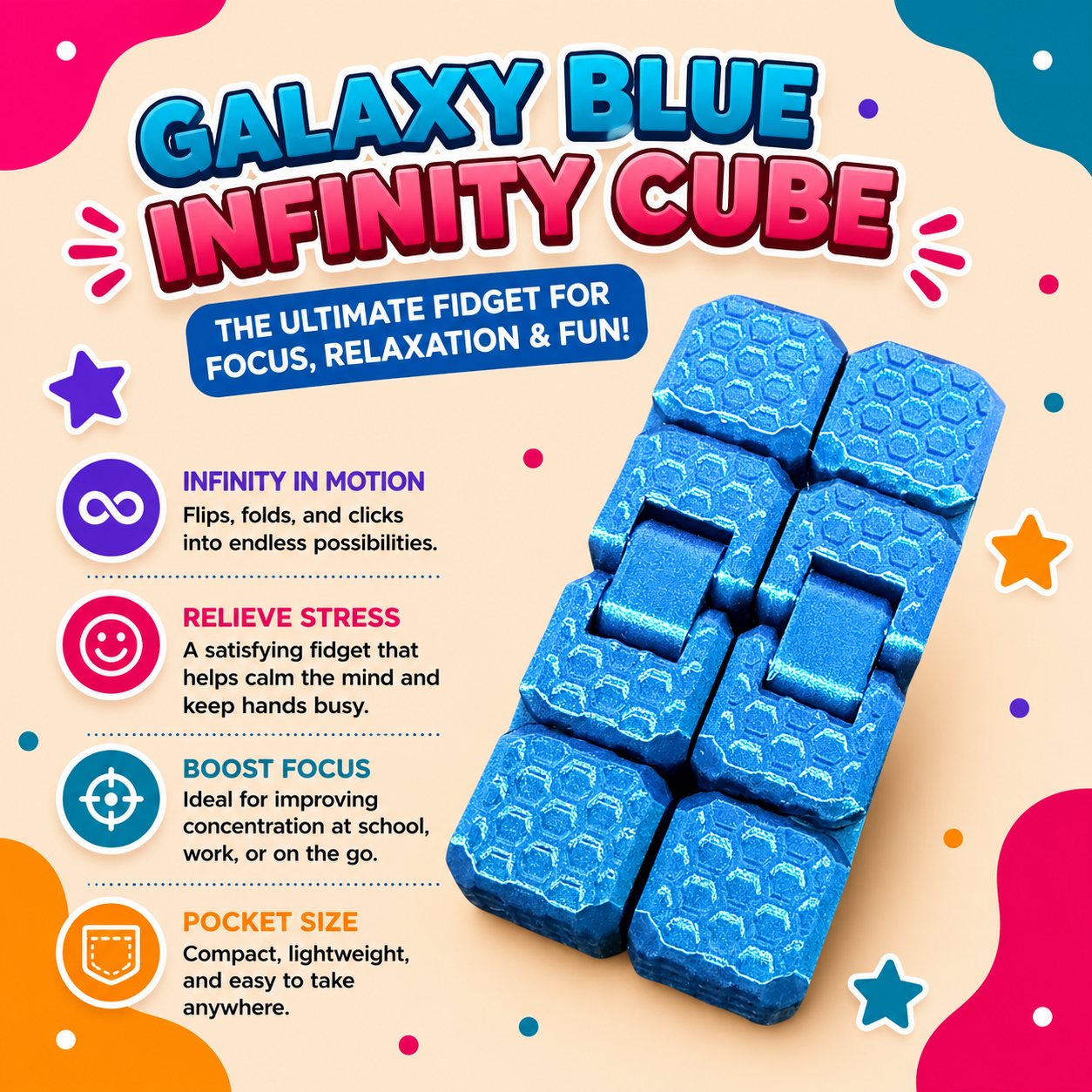 Galaxy Blue Infinity Cube
