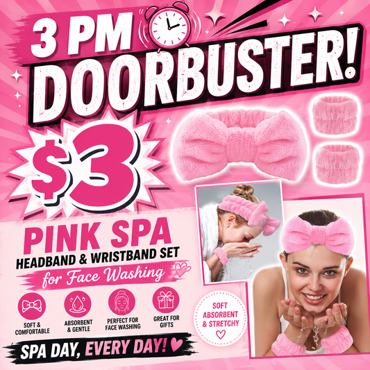 3 PM DoorBuster - Pink Spa Headband and Wristband Set