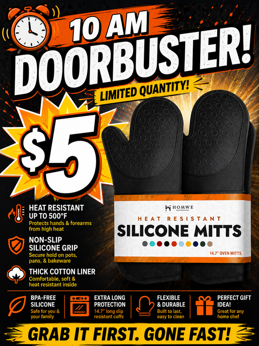 10 AM Door Buster - BPA-Free Silicone Oven Mitts