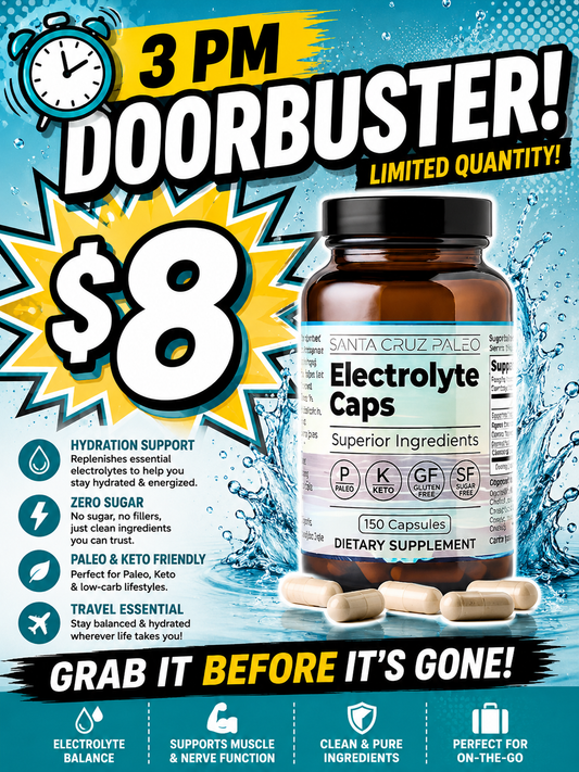 3 PM Door Buster - Santa Cruz Paleo Electrolyte Capsules (BB 02/27)