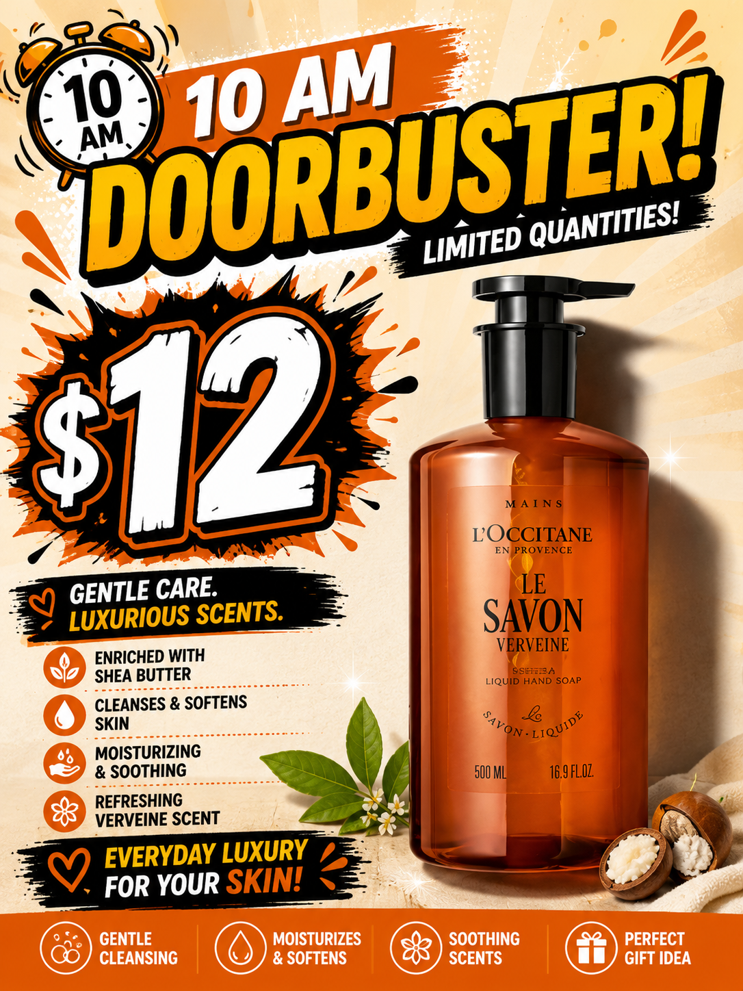 10 AM Door Buster - L'OCCITANE Shea Butter Extra-Gentle Hand & Body Liquid Soap