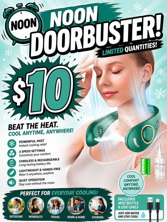 Noon Door Buster - Neck Fan with Mist