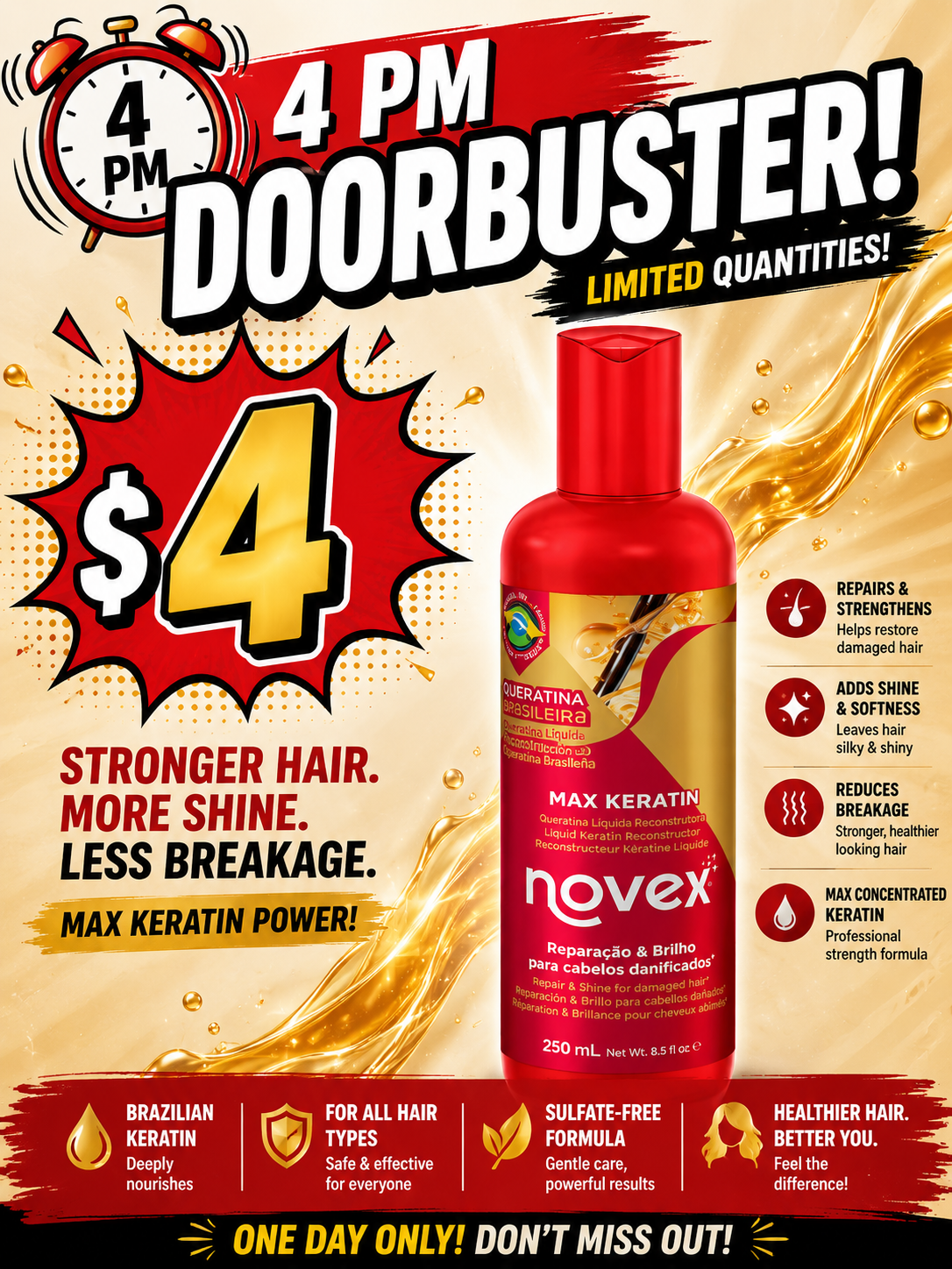 4 PM Door Buster - Novex Hair Care Max Concentrated Liquid Keratin, 8.4 oz