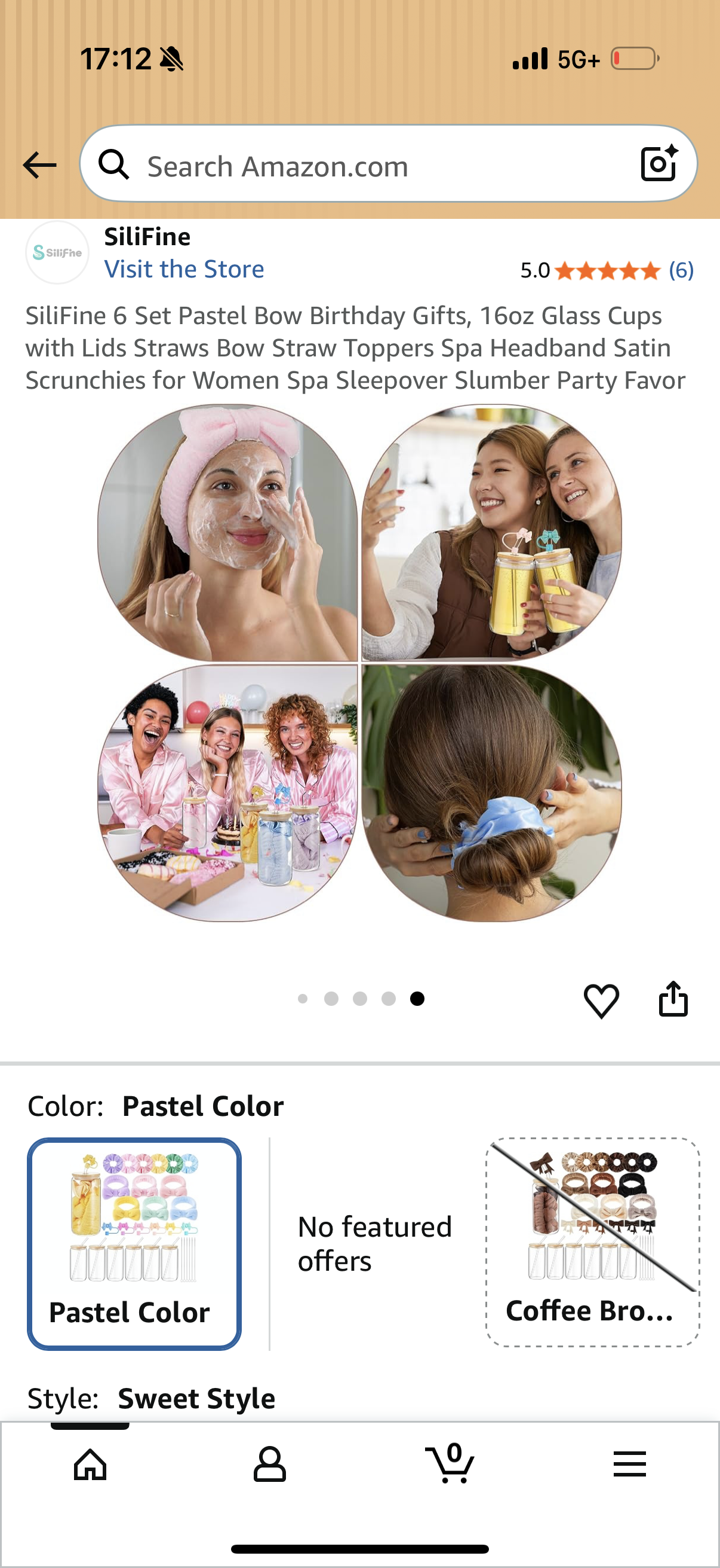 SiliFine 6 Set Pastel Bow Birthday Gifts, 16oz Glass Cups with Lids Straws Bow Straw Toppers Spa Headband Satin Scrunchies for Women Spa Sleepover Slumber Party Favor