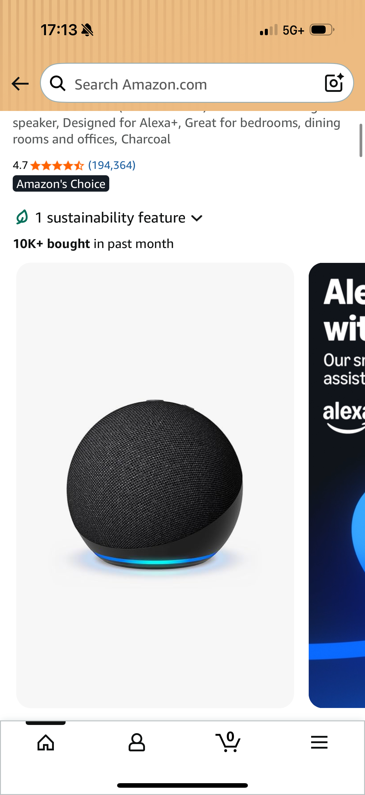 Amazon Echo Dot - Vibrant sounding speaker, Designed for Alexa+, Great for bedrooms, dining inrooms and offices, Charcoal