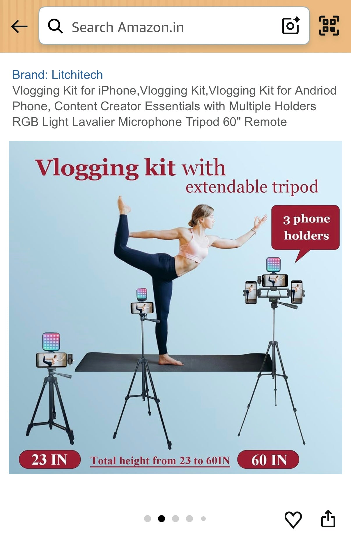 Vlogging Kit for iPhone,Vlogging Kit, Vlogging Kit for Andriod Phone, Content Creator Essentials with Multiple Holders RGB Light Lavalier Microphone Tripod 60" Remote