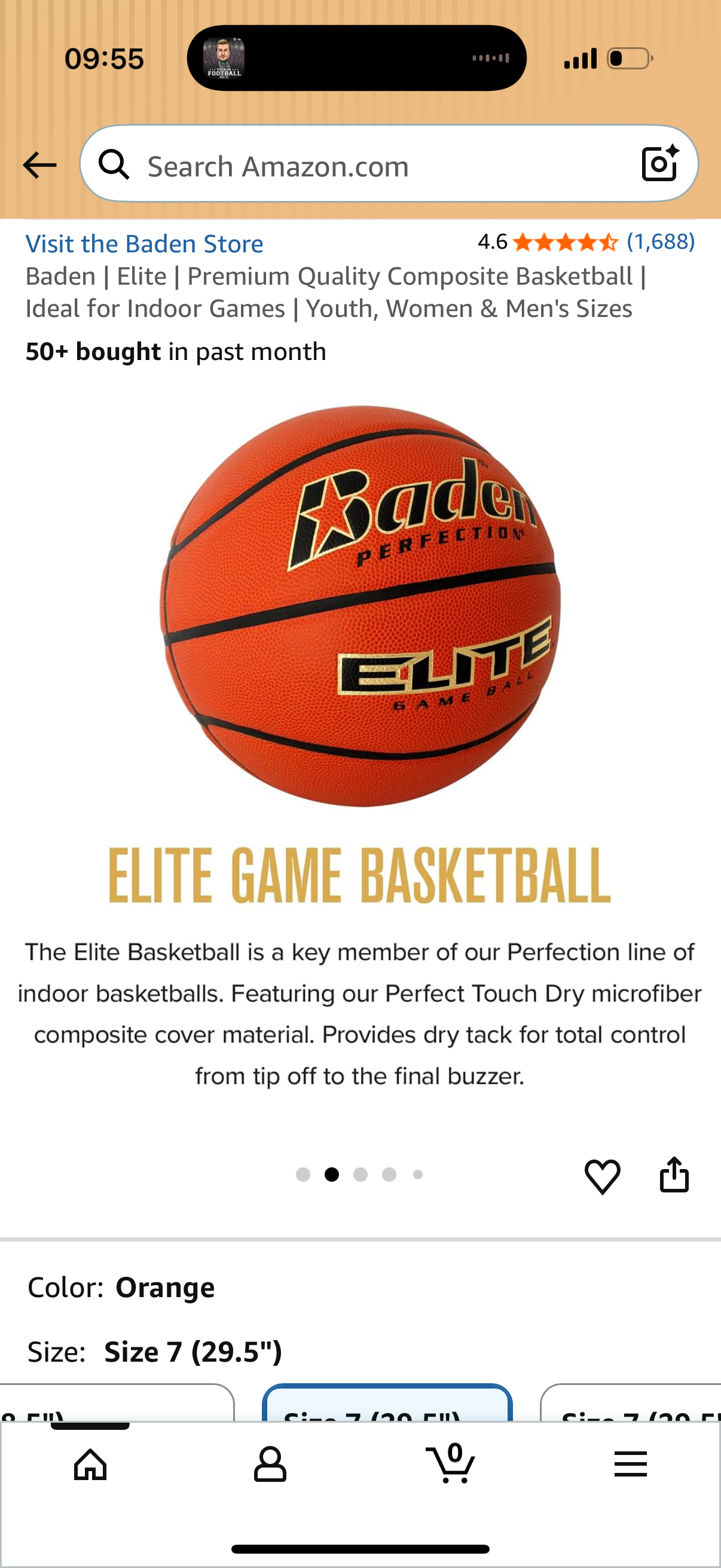 Baden Elite Premium Quality Composite Official Game Basketball (29.5)
