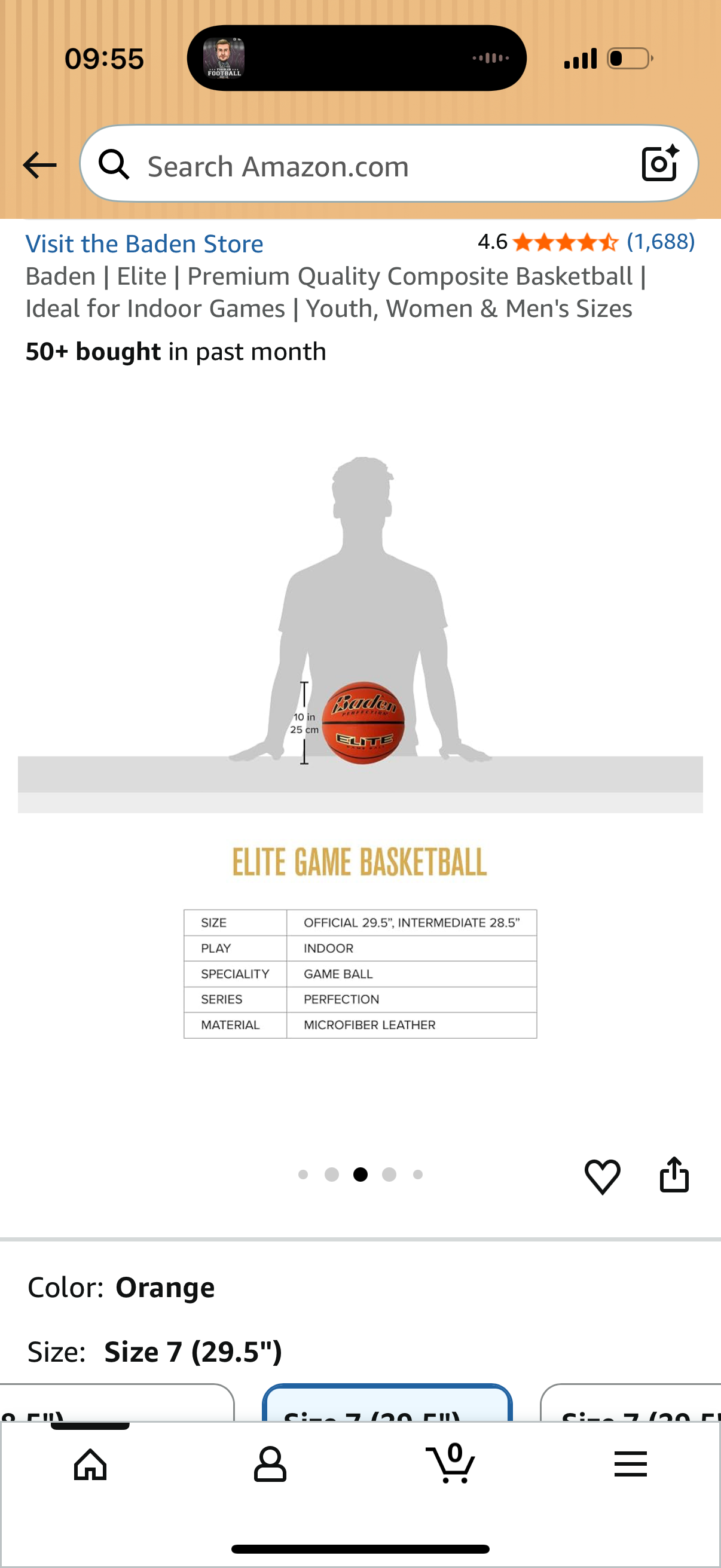 Baden Elite Premium Quality Composite Official Game Basketball (29.5)