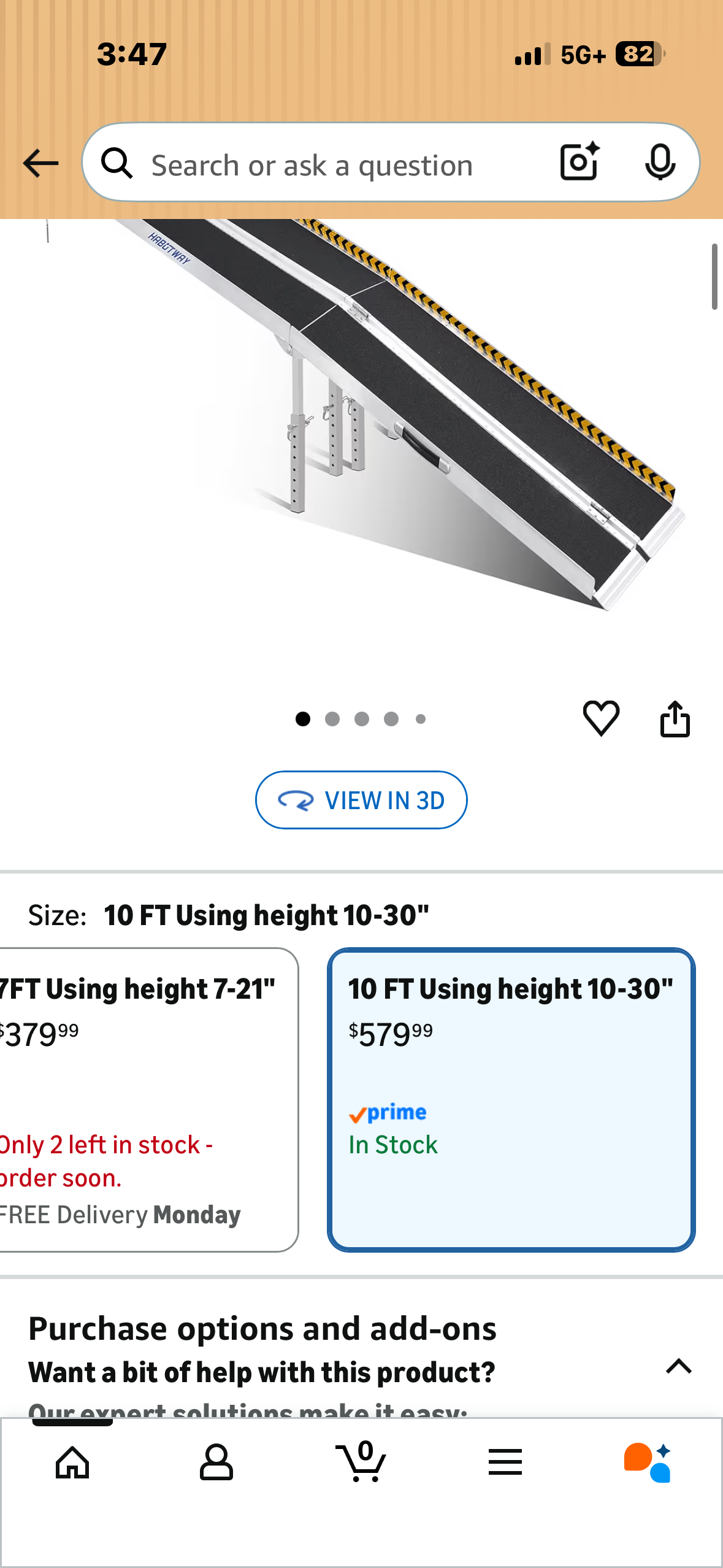 HABUTWAY 10ft Wheelchair Ramp, Portable Wheelchair Ramp with Support Legs, Double Non-Skid Ramps, Holds Up to 800Lbs, Threshold Ramps for Home,Stairs, Curbs, Steps, Doorway (R787)