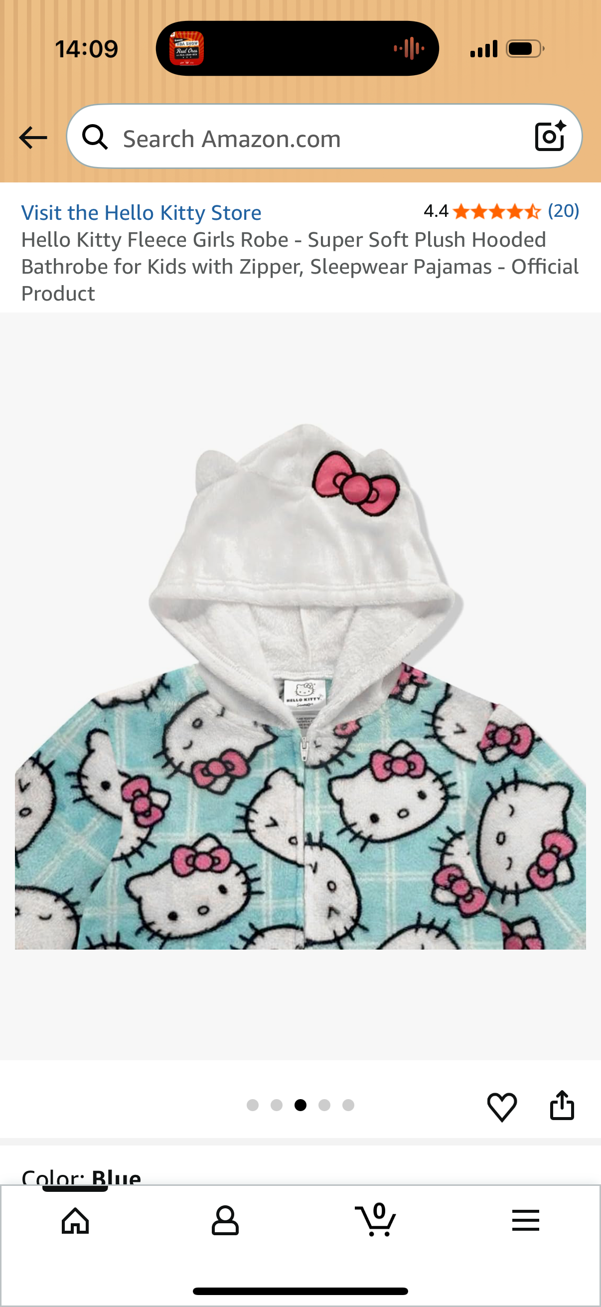 Hello Kitty Fleece Girls Robe - Super Soft Plush Hooded Bathrobe for Kids with Zipper, Sleepwear Pajamas, Size 10