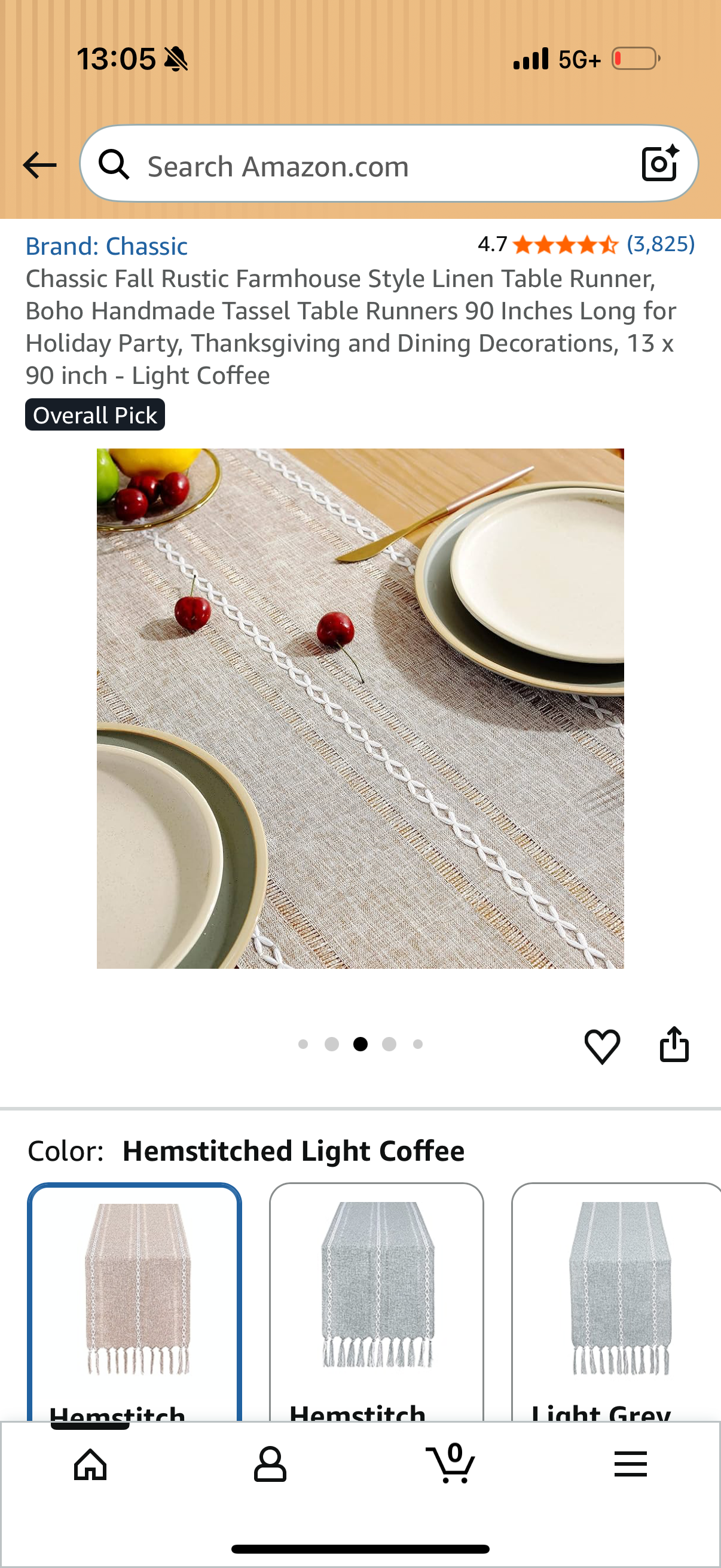 Chassic Fall Rustic Farmhouse Style Linen Table Runner, Boho Handmade Tassel Table Runners 90 Inches Long for Holiday Party, Thanksgiving and Dining Decorations, 13 x 90 inch - Light Coffee
