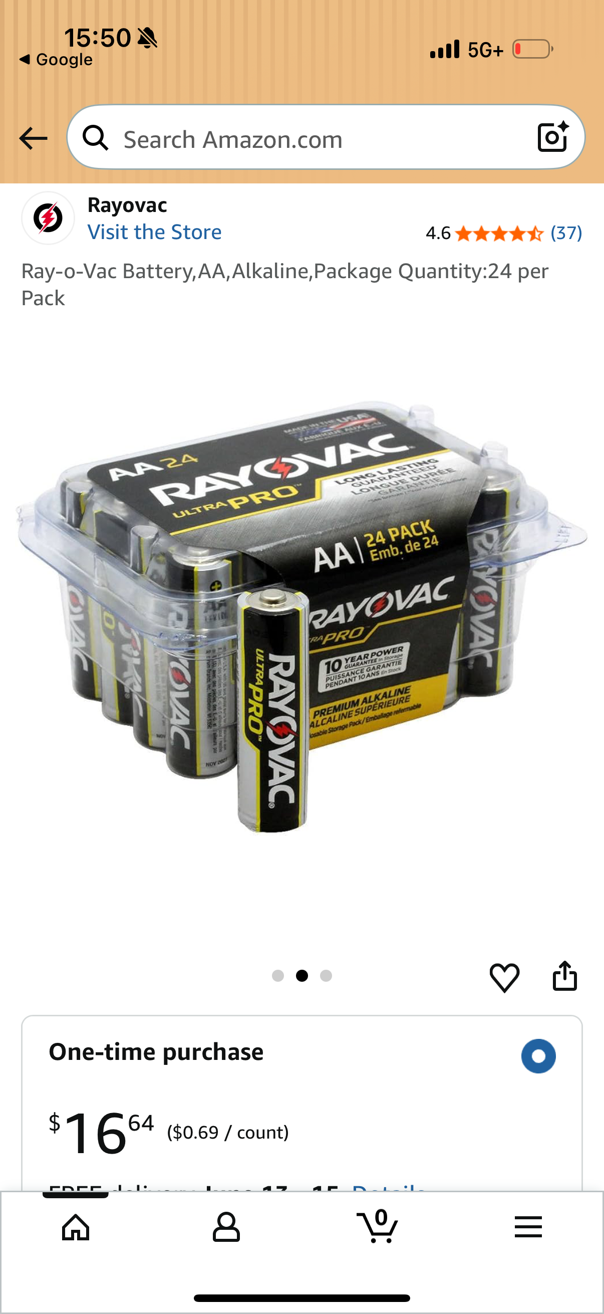 Ray-o-Vac Battery,AA,Alkaline,Package Quantity:24 per Pack
