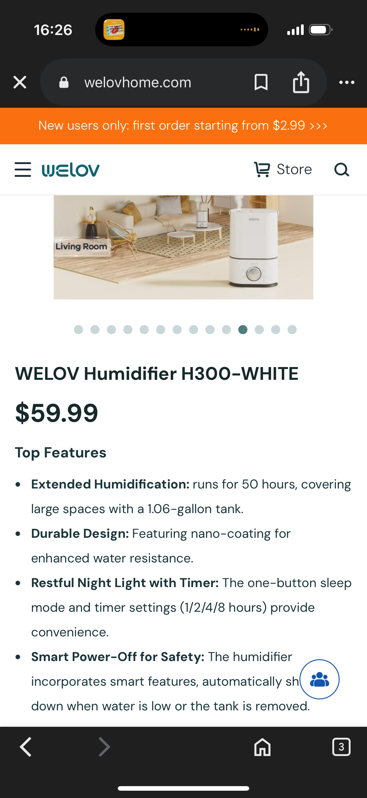 WELOV Humidifier H300-WHITE