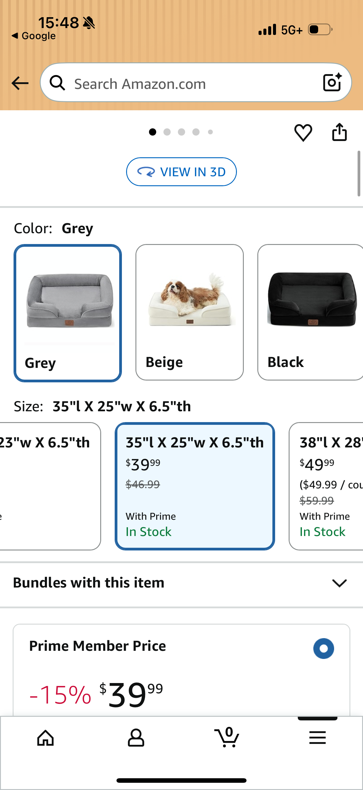 Orthopedic Dog Bed, Deep Grey, Size Large