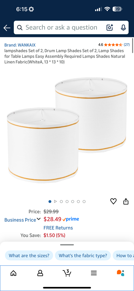 lampshades Set of 2, Drum Lamp Shades Set of 2, Lamp Shades for Table Lamps Easy Assembly Required Lamps Shades Natural Linen Fabric(WhiteA, 13 * 13 * 10