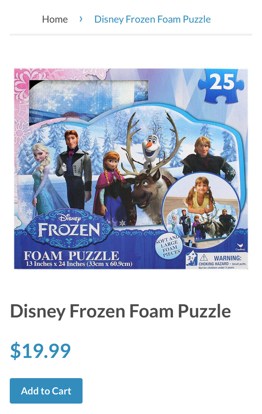 Disney Frozen Foam Puzzle, 25 Pieces, 13”x24”