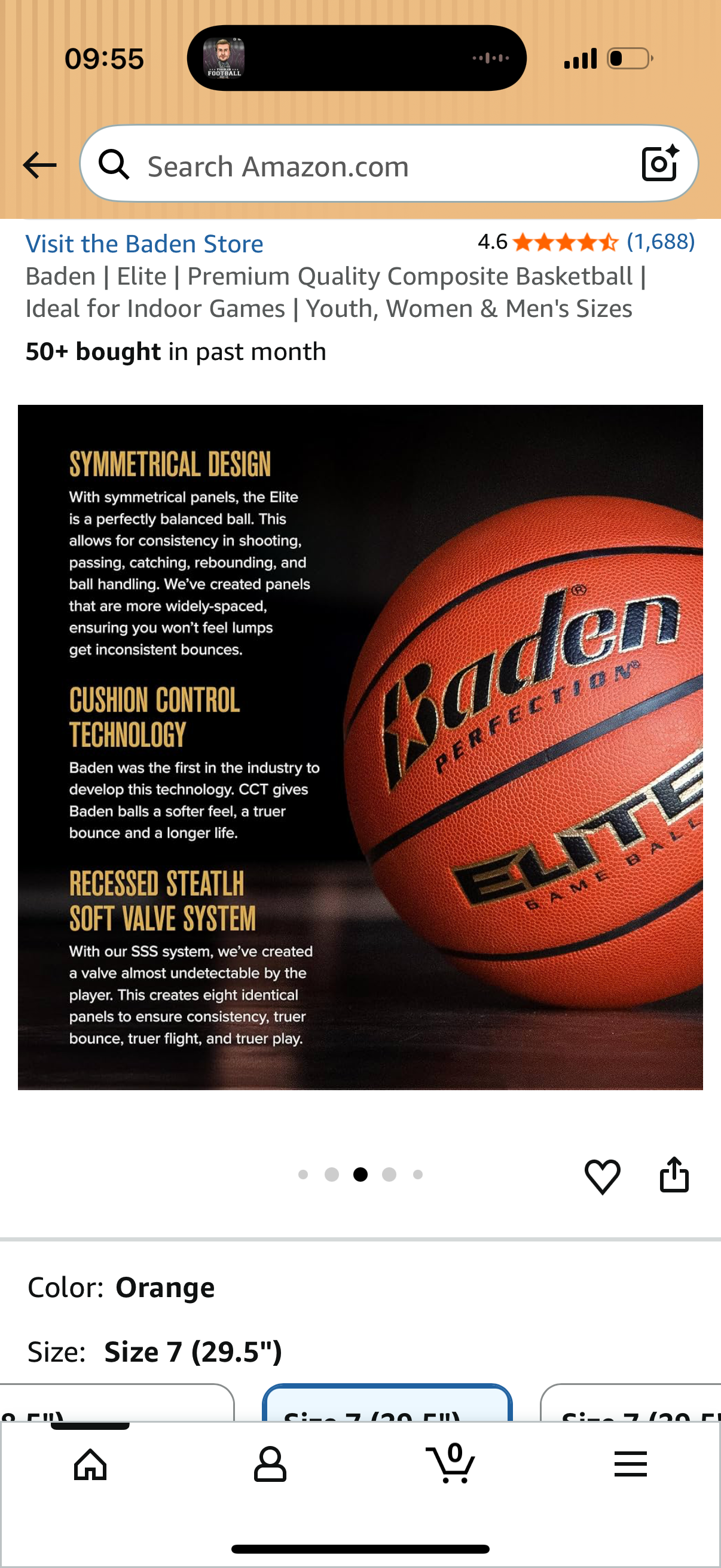Baden Elite Premium Quality Composite Official Game Basketball (29.5)