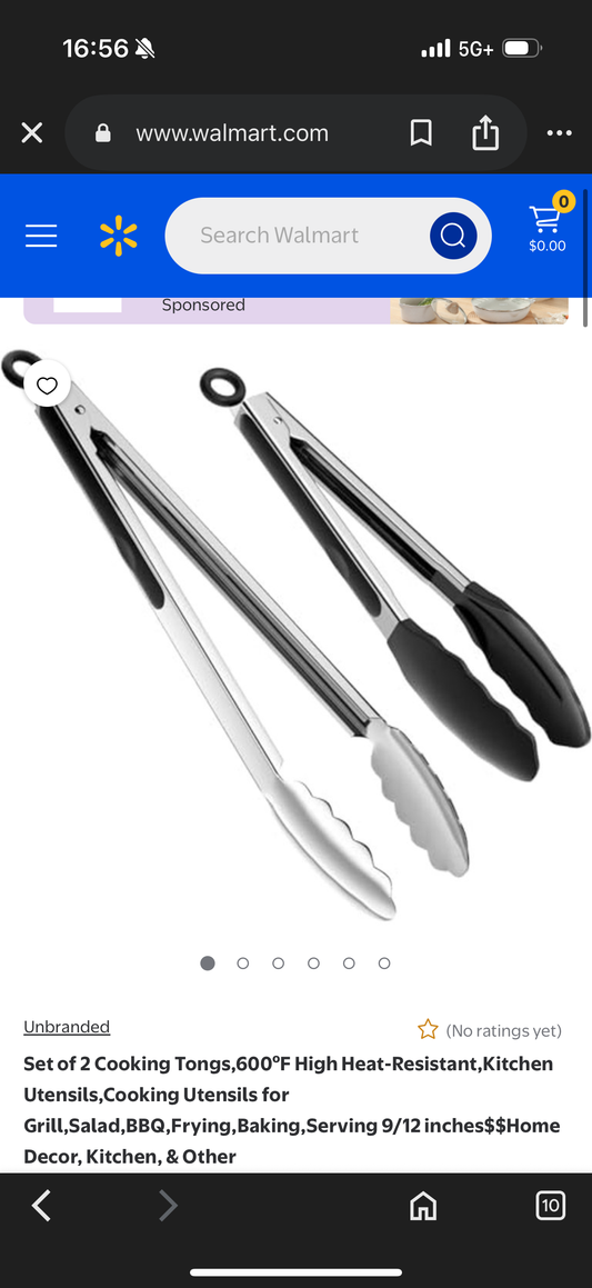 ChefAide Set of 2 Cooking Tongs, 600ºF High Heat-Resistant,Kitchen Utensils