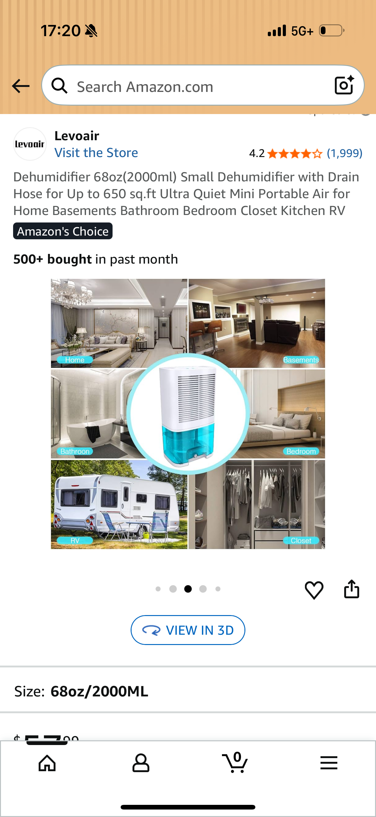Dehumidifier 68oz(2000ml) Small Dehumidifier with Drain Hose for Up to 650 sq.ft Ultra Quiet Mini Portable Air for Home Basements Bathroom Bedroom Closet Kitchen RV