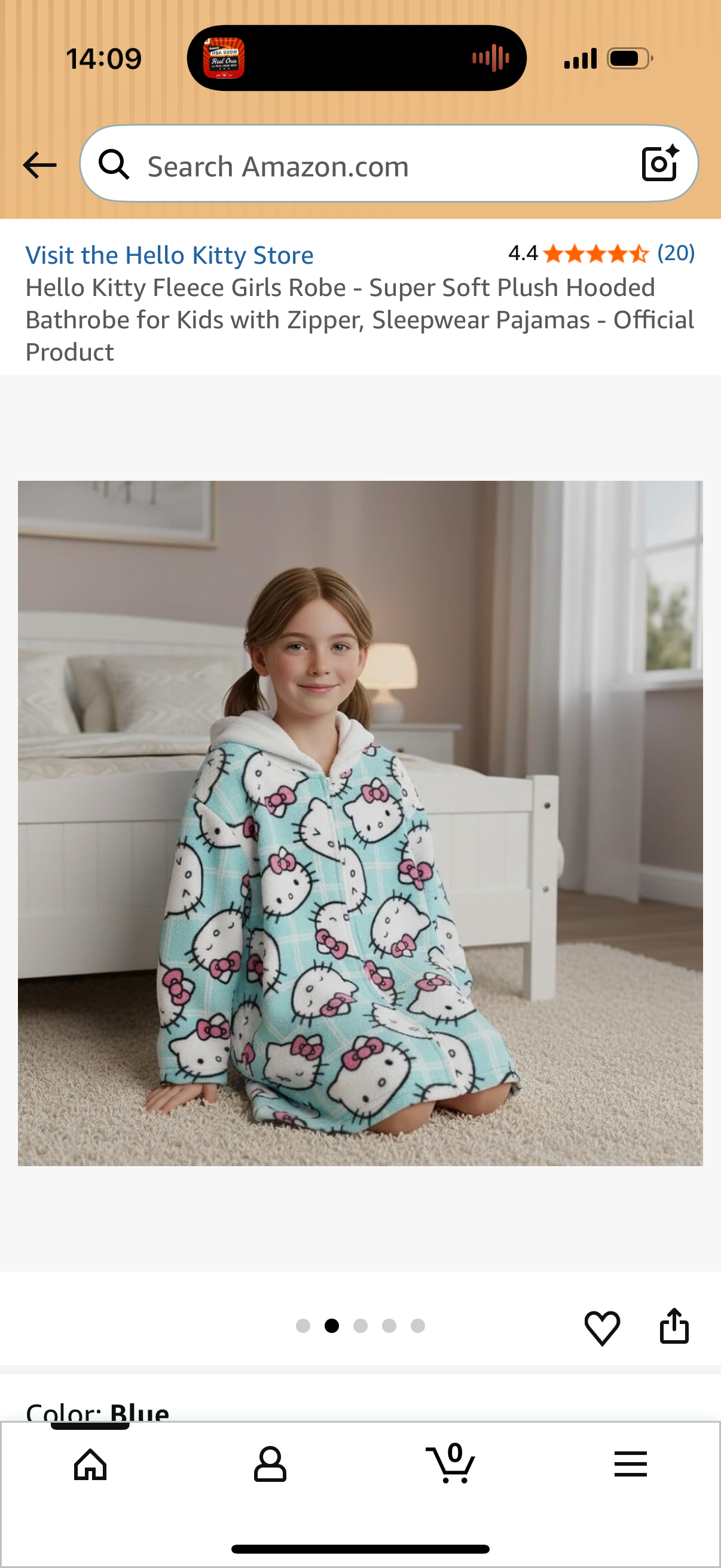 Hello Kitty Fleece Girls Robe - Super Soft Plush Hooded Bathrobe for Kids with Zipper, Sleepwear Pajamas, Size 10