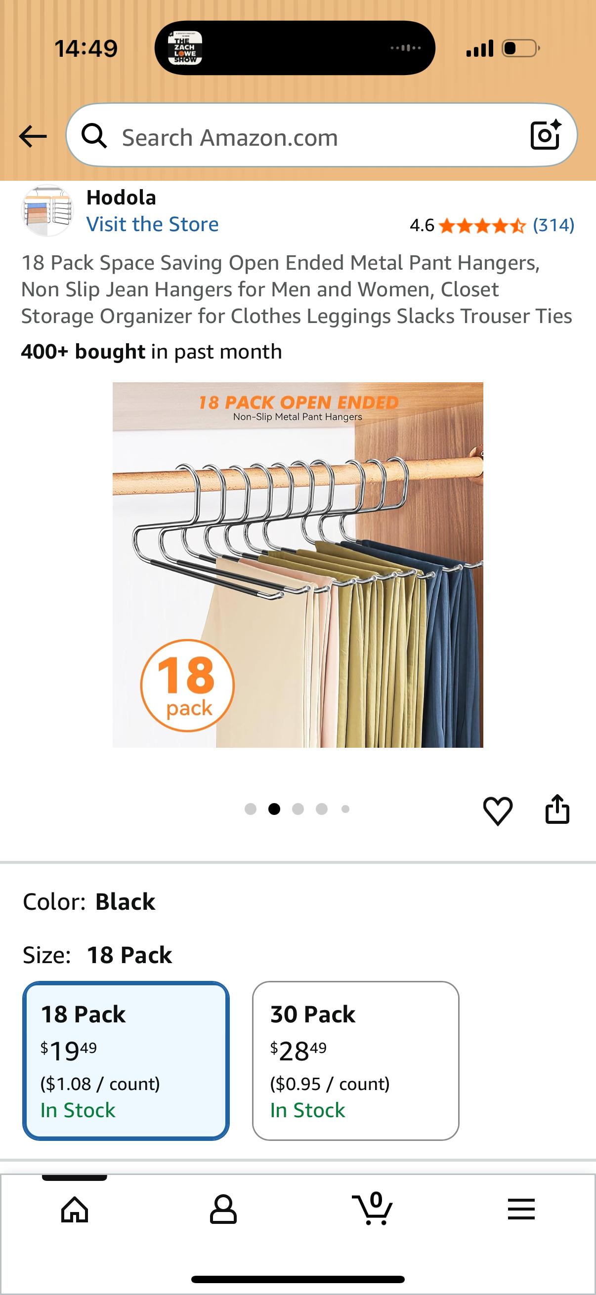 18 Pack Space Saving Open Ended Metal Pant Hangers, Non Slip Jean Hangers for Men and Women, Closet Storage Organizer for Clothes Leggings Slacks Trouser Ties
