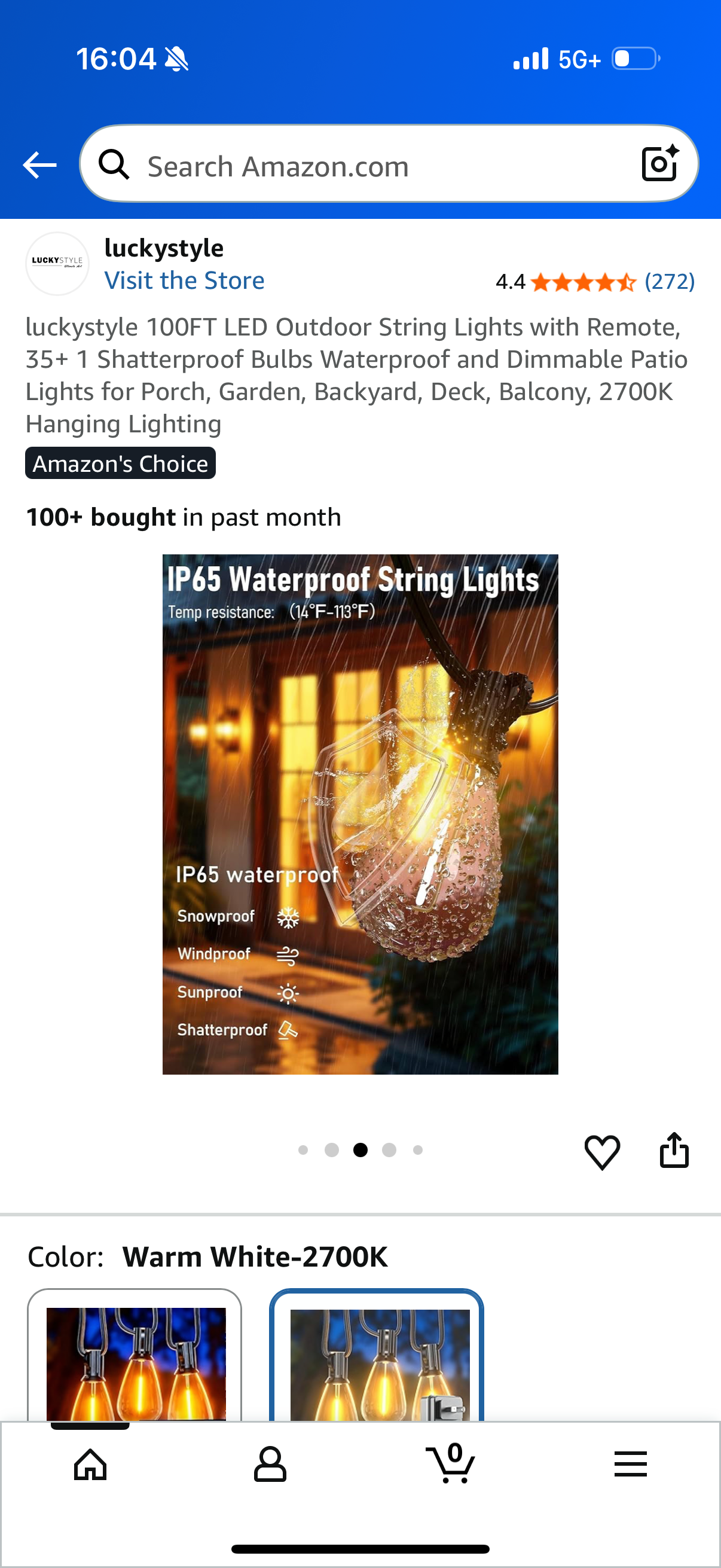100FT LED Outdoor String Lights with Remote, 35+ 1 Shatterproof Bulbs Waterproof and Dimmable Patio Lights for Porch, Garden, Backyard, Deck, Balcony, 2700K Hanging Lighting