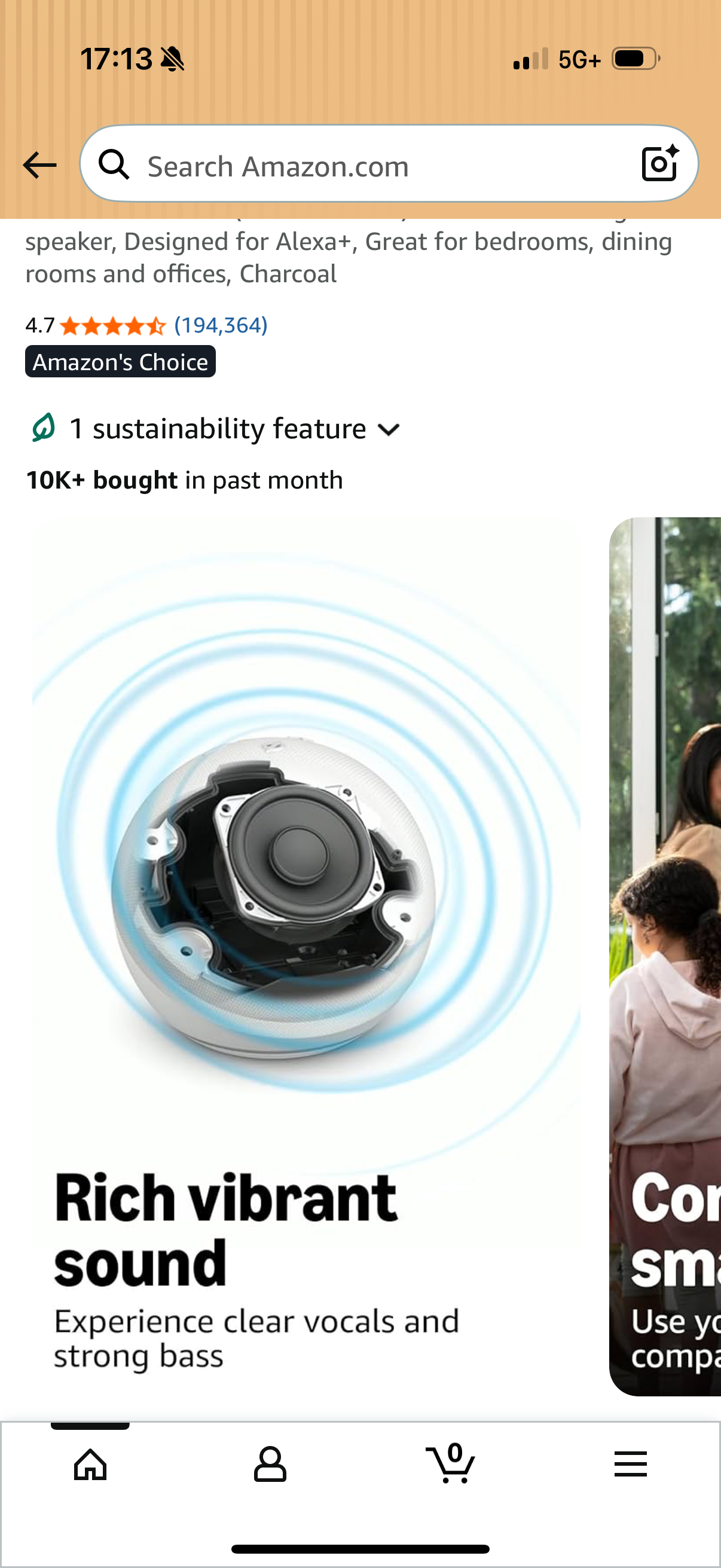 Amazon Echo Dot - Vibrant sounding speaker, Designed for Alexa+, Great for bedrooms, dining inrooms and offices, Charcoal