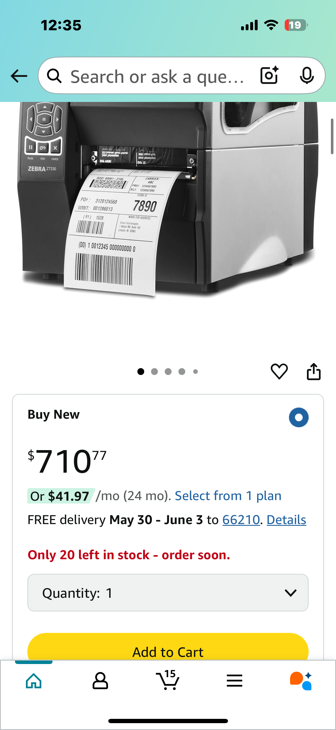 ZEBRA Technologies ZT230 Label Printer, Monochrome, Direct Thermal/Thermal Transfer (O367)