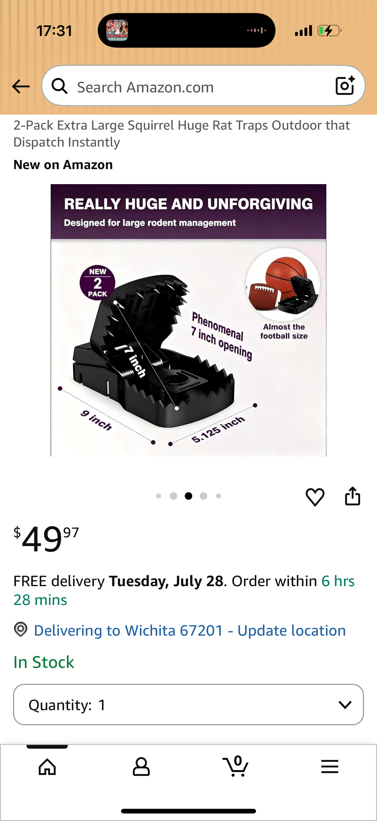 2-Pack Extra Large Squirrel Huge Rat Traps Outdoor that Dispatch Instantly