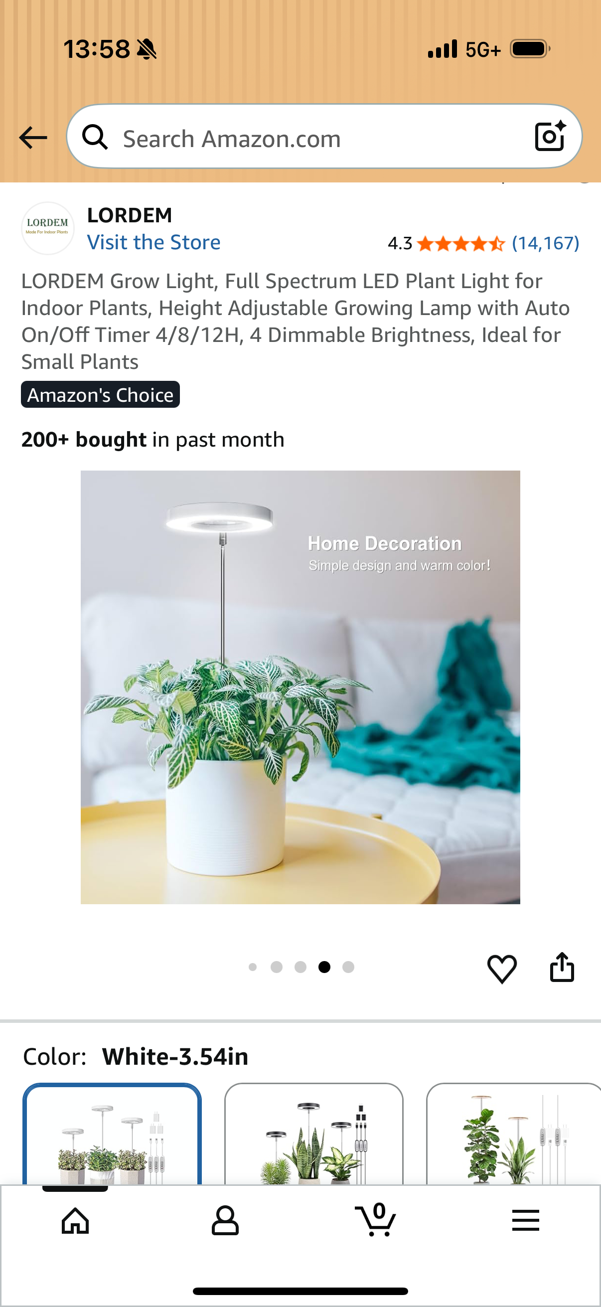 Grow Light, Full Spectrum LED Plant Light for Indoor Plants, Height Adjustable Growing Lamp with Auto On/Off Timer 4/8/12H, 4 Dimmable Brightness, Ideal for Small Plants