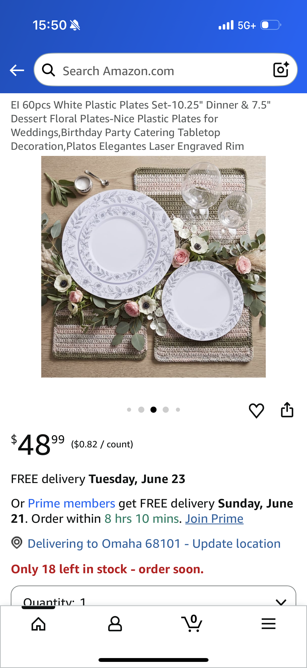 60pcs White Plastic Plates Set-10.25" Dinner & 7.5" Dessert Floral Plates-Nice Plastic Plates for Weddings,Birthday Party Catering Tabletop Decoration,Platos Elegantes Laser Engraved Rim