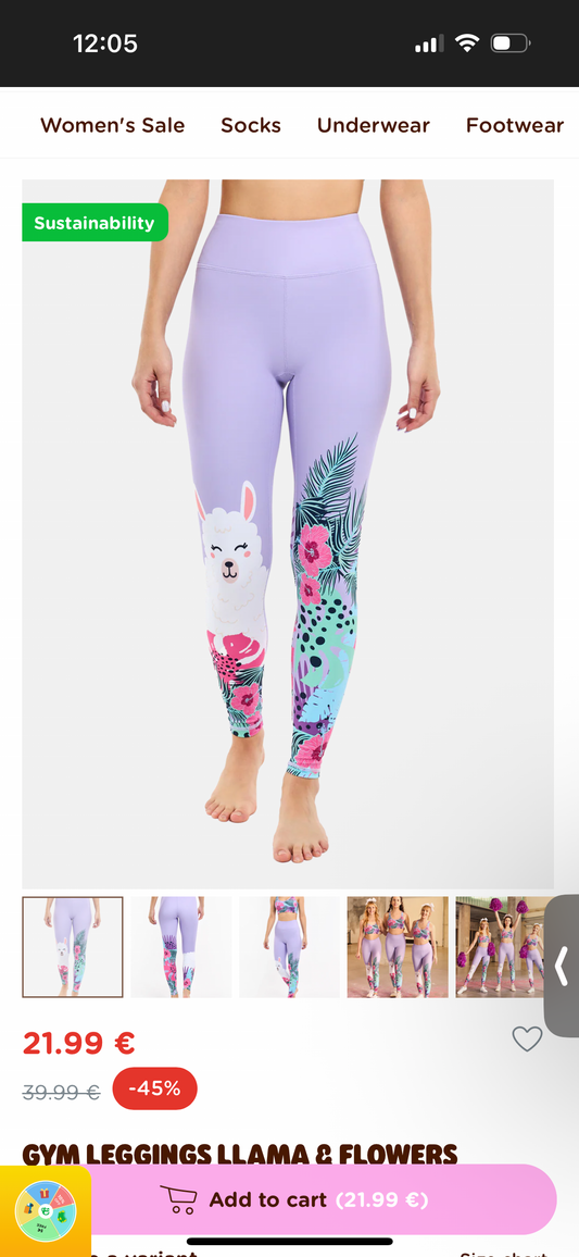 Llama And Flower Gym Leggings (size M)