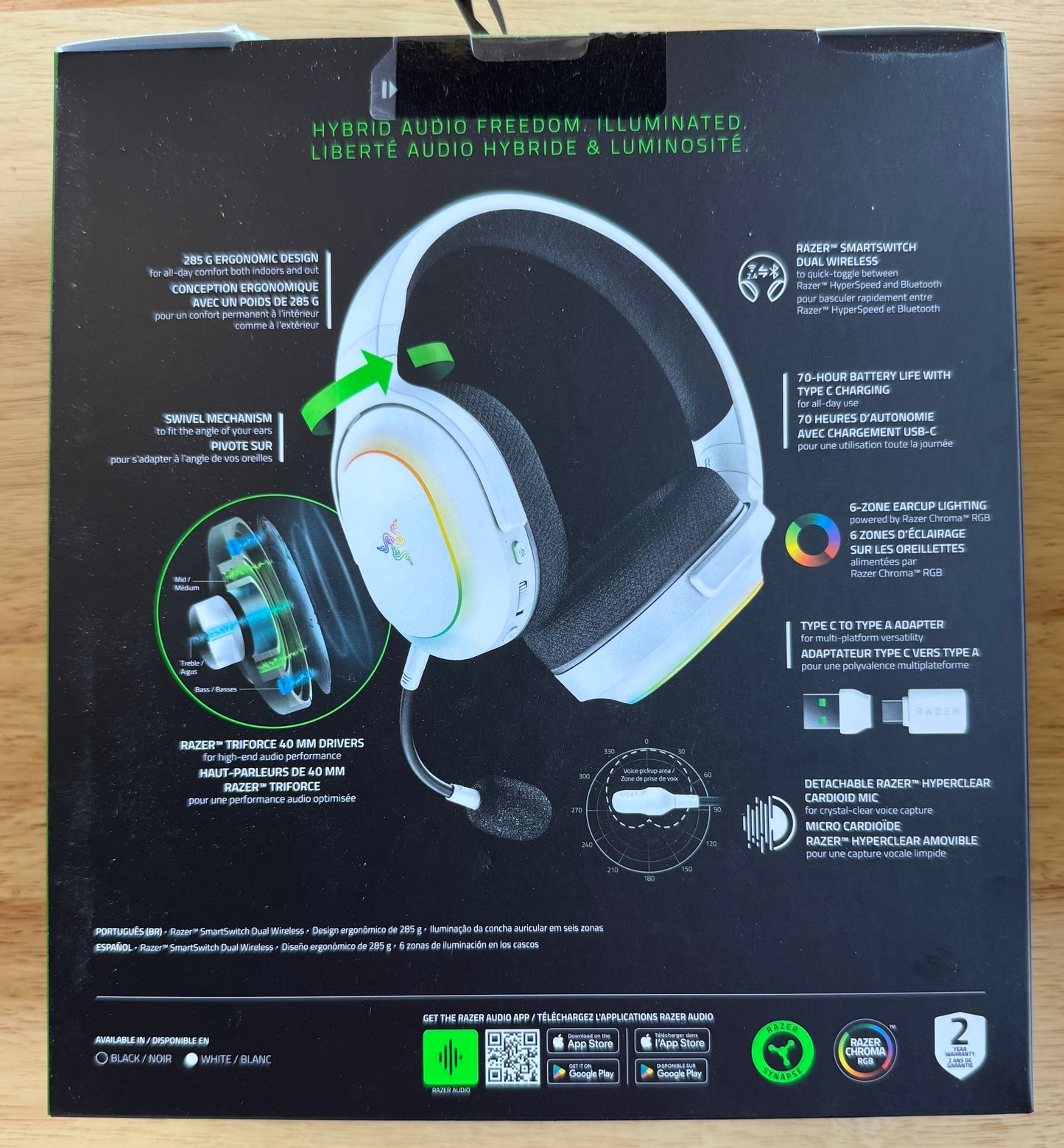 Razer - Barracuda X Chroma Bluetooth Wireless Over-the-Ear Gaming Headset for PC, Mac, Playstation, Switch, Steam Deck, Mobile - White