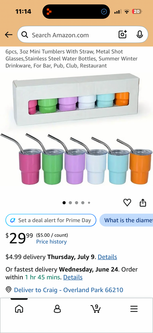 6pcs, 3oz Mini Tumblers With Straw, Metal Shot Glasses, Stainless Steel Water Bottles, Summer Winter Drinkware, For Bar, Pub, Club, Restaurant to