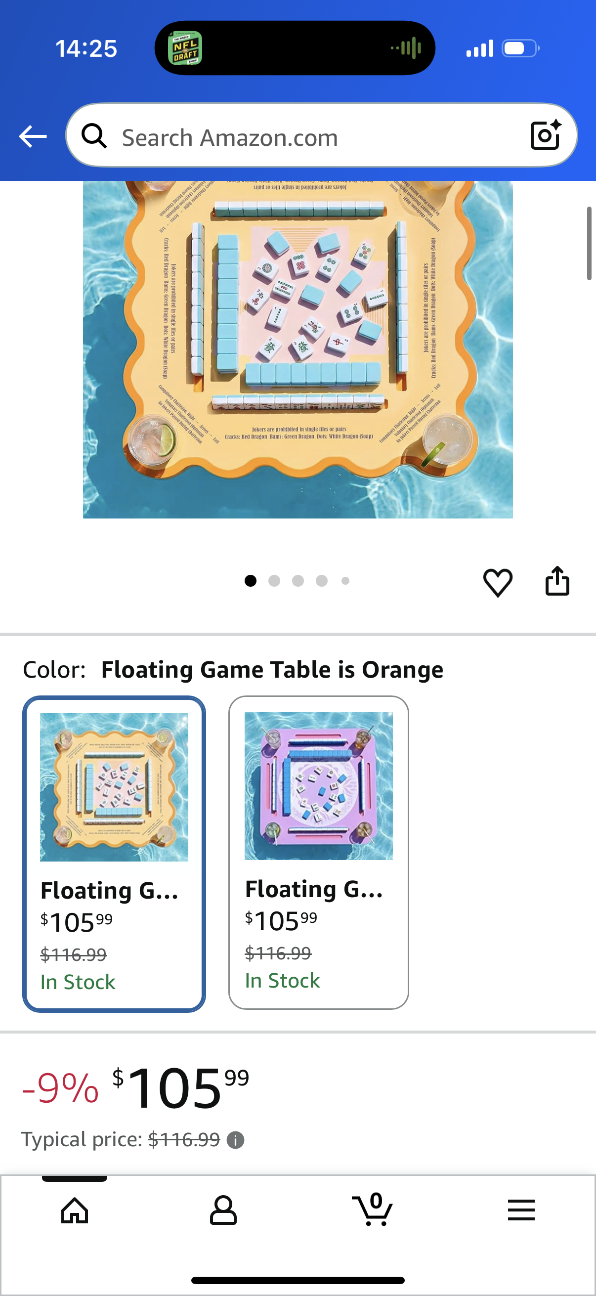 Floating Mahjong Table for Pool, Double Sided Floating Game Table with Cup Holders, for Mahjong Poker Card Games, Floating Mahjong Board for Hot Tub Lake Beach, Adults Summer Party (Orange)