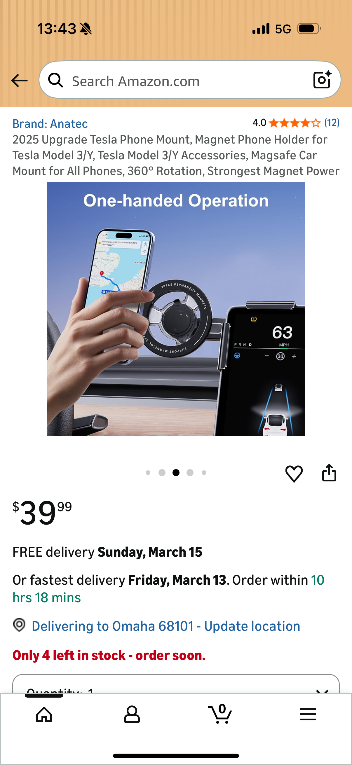 Tesla Phone Mount, Magnet Phone Holder for Tesla Model 3/Y, Tesla Model 3/Y Accessories, Magsafe Car Mount for All Phones, 360° Rotation, Strongest Magnet Power