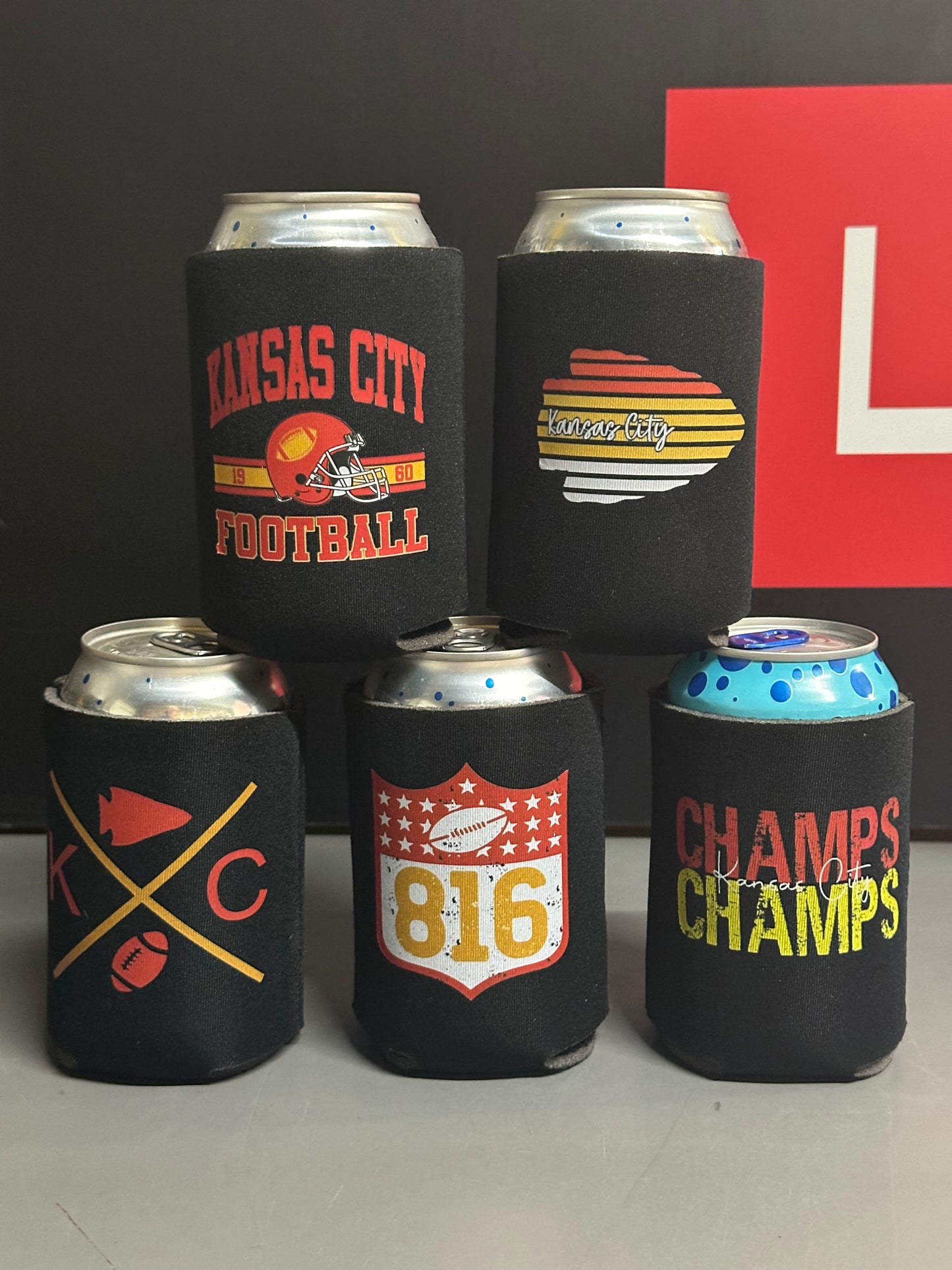 5-Pack Kansas City Can Cooler Koozies (Black)