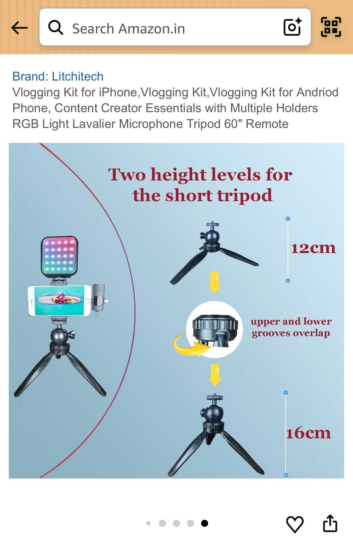 Vlogging Kit for iPhone,Vlogging Kit, Vlogging Kit for Andriod Phone, Content Creator Essentials with Multiple Holders RGB Light Lavalier Microphone Tripod 60" Remote