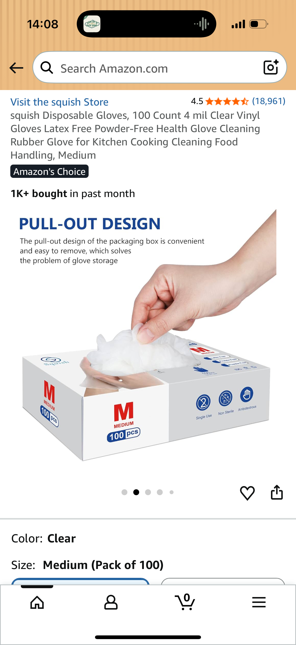 Disposable Gloves, 100 Count 4 mil Clear Vinyl Gloves Latex Free Powder-Free Health Glove Cleaning Rubber Glove for Kitchen Cooking Cleaning Food Handling, Medium