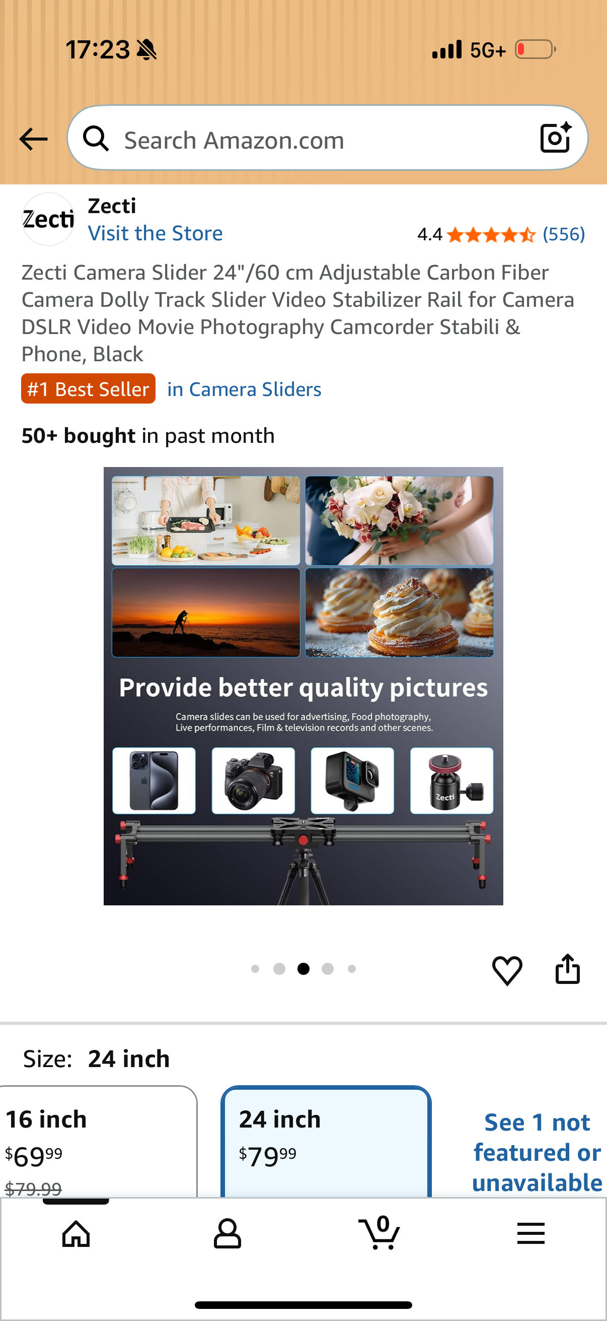 Camera Slider 24"/60 cm Adjustable Carbon Fiber Camera Dolly Track Slider Video Stabilizer Rail for Camera DSLR Video Movie Photography Camcorder Stabili & Phone, Black