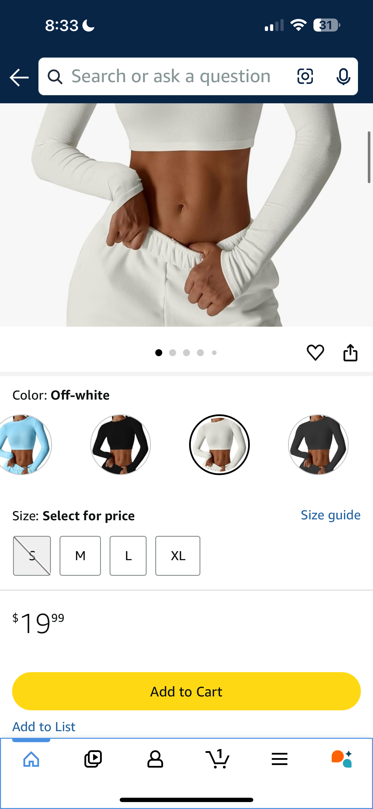 KUNMI Womens Long Sleeve Shirts Ribbed Crop Tops Workout Slim Fit Crew Neck Stretchy Fitted Tee (Sizes Small & Medium Available)