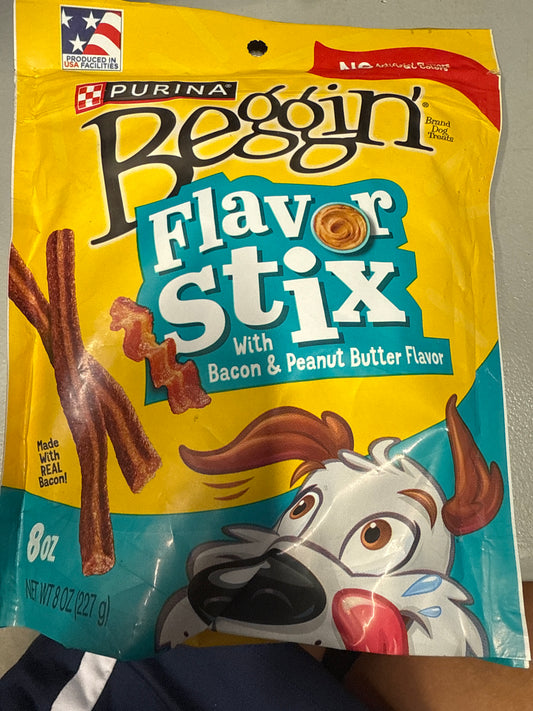 Purina Beggin' Flavor Stix With Real Meat Dog Treats With Bacon and Peanut Butter Flavors 8oz
