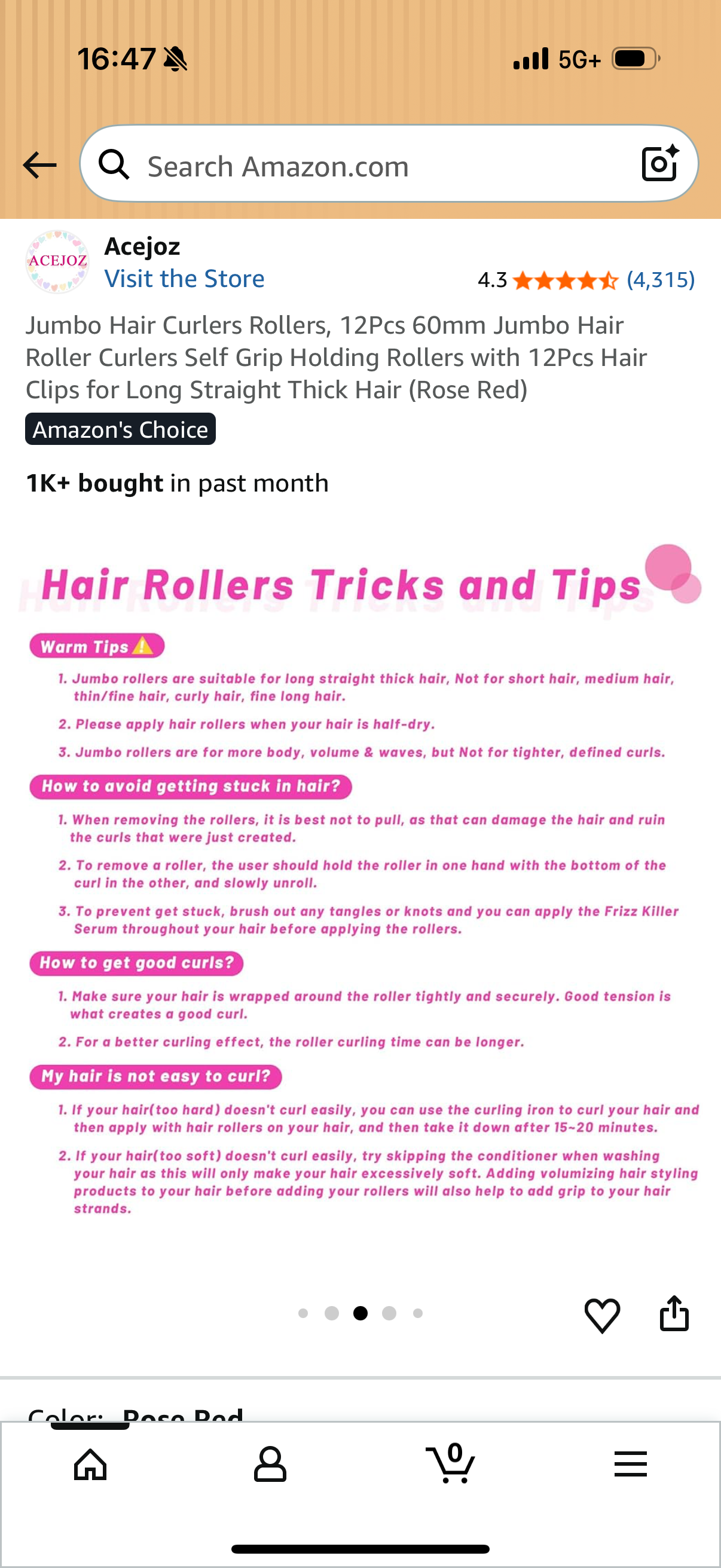 Jumbo Hair Curlers Rollers, 12Pcs 60mm Jumbo Hair Roller Curlers Self Grip Holding Rollers with 12Pcs Hair Clips for Long Straight Thick Hair (Rose Red)