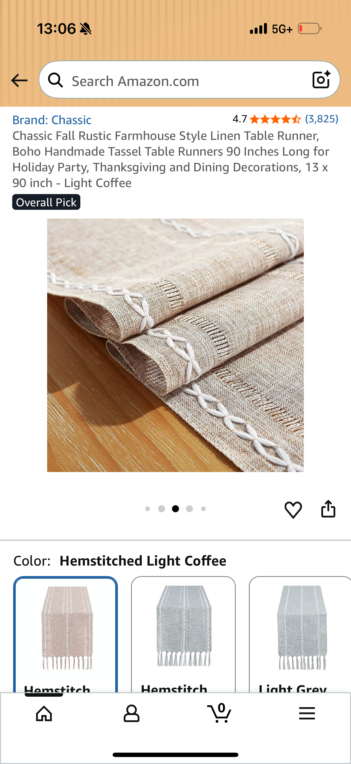 Chassic Fall Rustic Farmhouse Style Linen Table Runner, Boho Handmade Tassel Table Runners 90 Inches Long for Holiday Party, Thanksgiving and Dining Decorations, 13 x 90 inch - Light Coffee