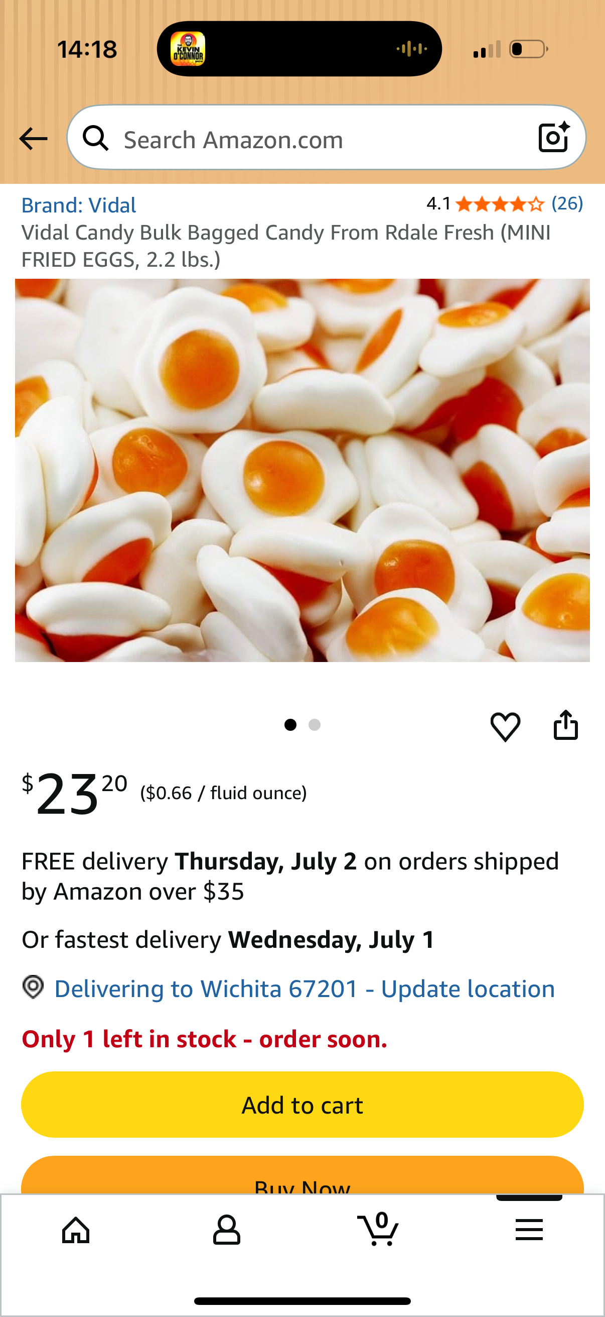Vidal Candy Bulk Bagged Candy From Rdale Fresh MINI FRIED EGGS, 2.2 lbs. BEST BY 10/2026