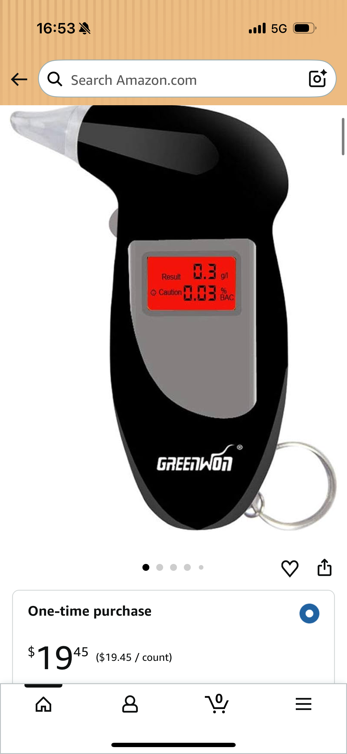 Battery Powered Breathalyzer Keychain Digital Alcohol Tester Detector Breath Analyzer Audible Alert Portable with LCD Display and Replacement Mouthpiece Personal Use G/Black