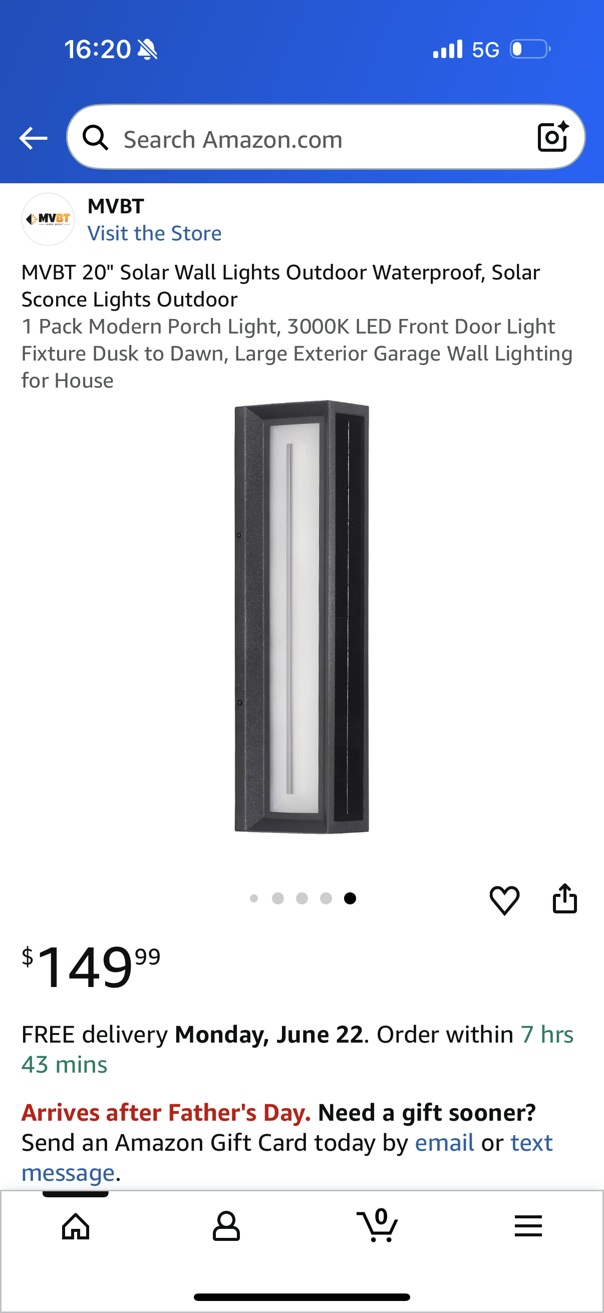 MVBT 20" Solar Wall Lights Outdoor Waterproof, Solar Sconce Lights Outdoor