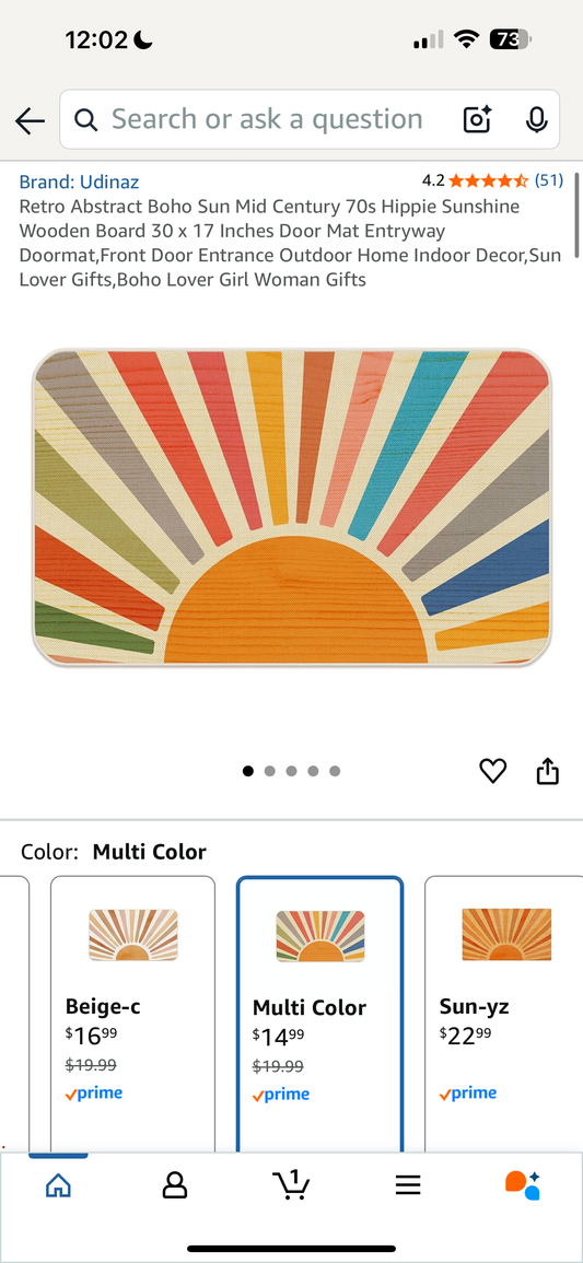 Boho MidCentury Sun Door Mat